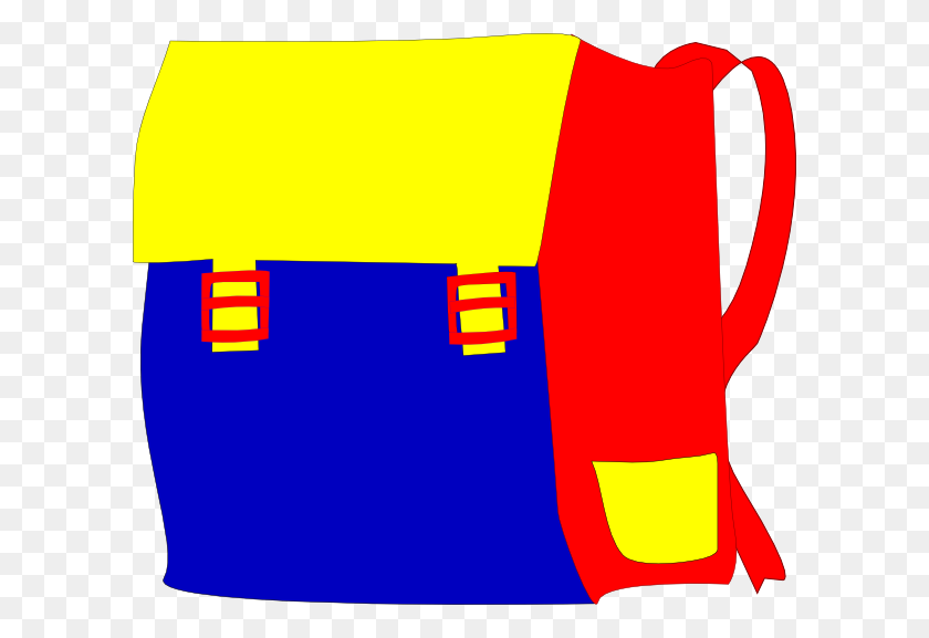 600x517 Blue And Yellow Backpack Clip Art - Backpack Clipart