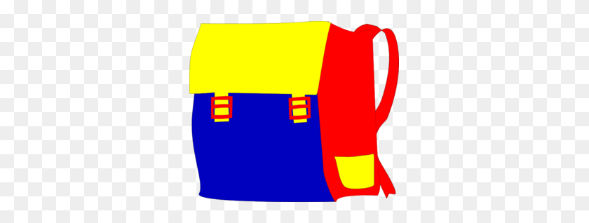 299x258 Blue And Yellow Backpack Clip Art - Kid With Backpack Clipart