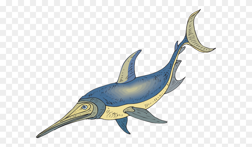 600x431 Blue And Yellow Ichthyosaurus Clip Art - Sailfish Clipart