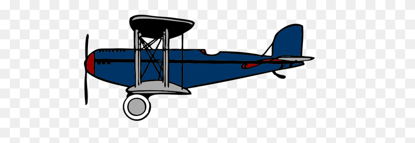 500x231 Blue Biplane - Biplane Clipart