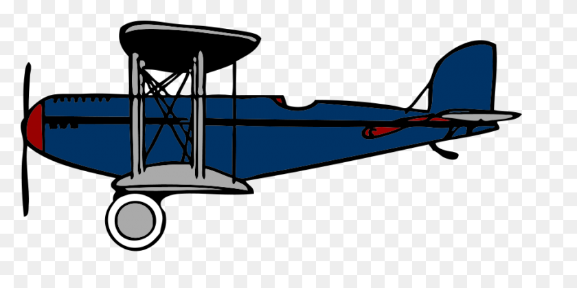900x415 Blue Biplane With Red Wings Clipart Png For Web - Biplane PNG