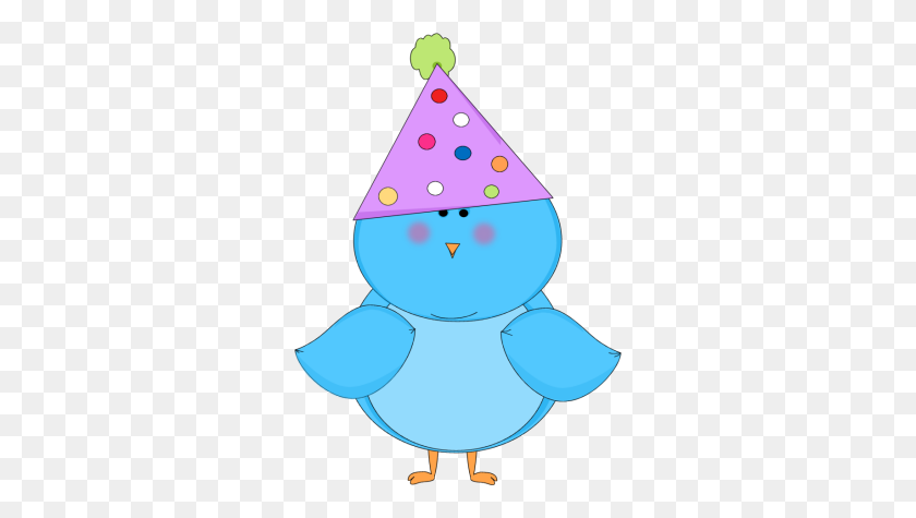 300x415 Blue Bird Wearing A Party Hat Clip Art - Blue Bird Clipart