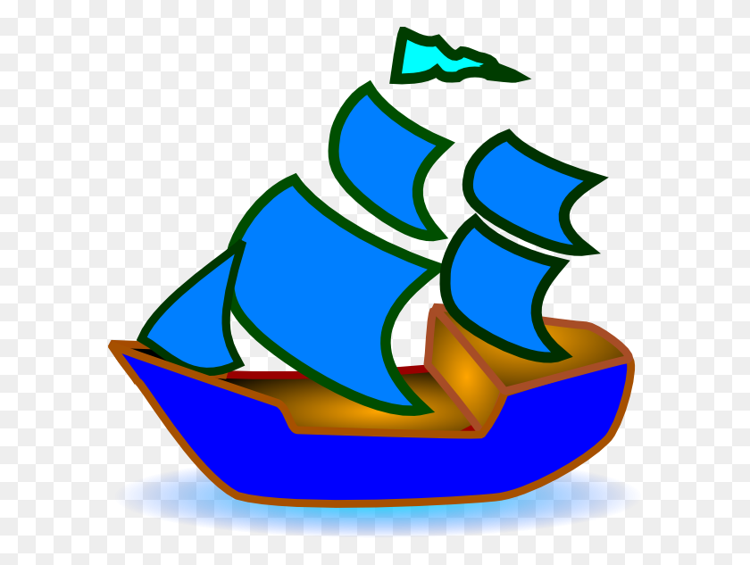 600x573 Голубая Лодка Картинки - Корабль Клипарт