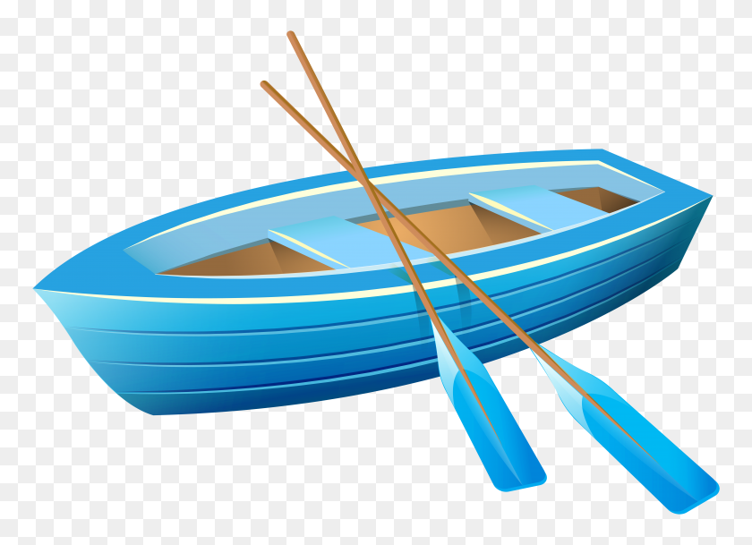 8000x5634 Blue Boat Transparent Png Clip Art - Rowing Clipart