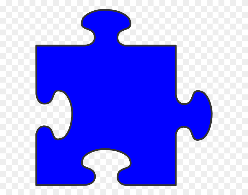600x601 Blue Border Puzzle Piece Top Blue Fill Clip Art - Development Clipart