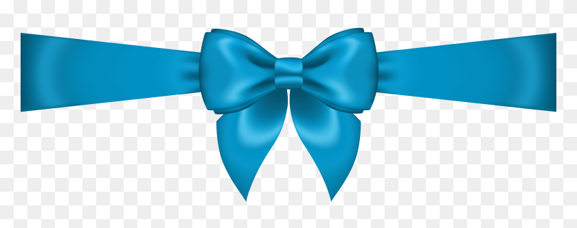 7562x2651 Blue Bow Transparent Png Clip Art - Blue Ribbon PNG