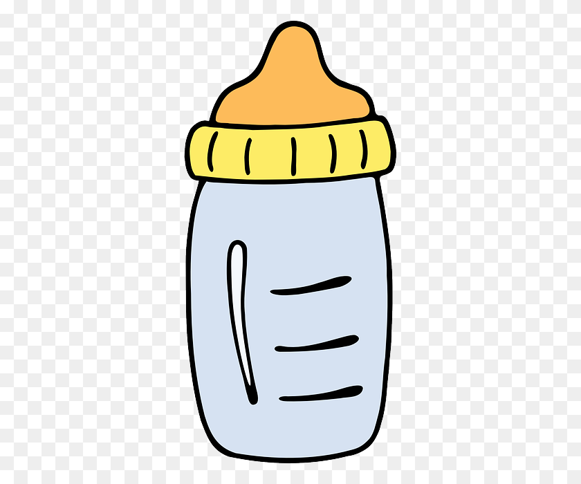 320x640 Blue Boy Baby Bottle Cartoon Clip Art Baby Shower Decor - Milk Bottle Clipart