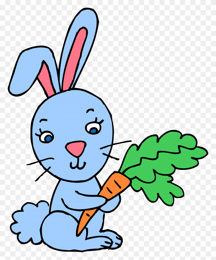 5280x6457 Blue Bunny Rabbit With Carrot - Easter 2018 Clipart