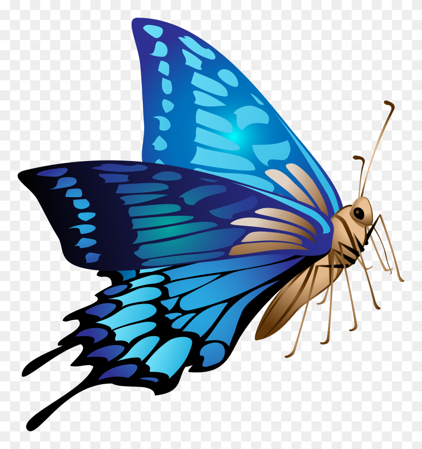 7469x8000 Blue Butterfly Png Clip Art - Blue Butterfly Clipart