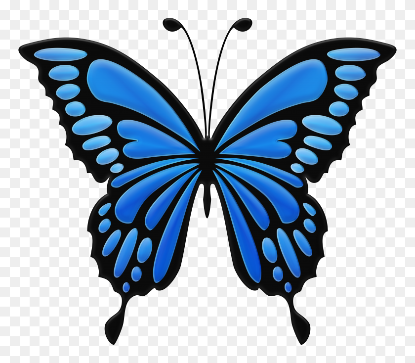 8000x6913 Blue Butterfly Png Clip Art - Clipart Flowers And Butterflies