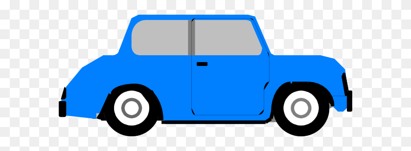 600x249 Blue Car Clipart Back Car - Cartoon Cars Clip Art