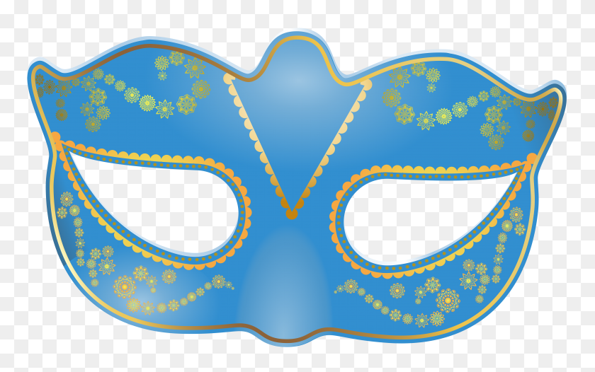 6000x3585 Blue Carnival Mask Png Transparent Clip Art Gallery - Mask Clipart