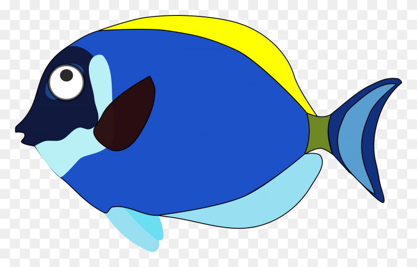 2396x1467 Iconos De Pescado Azul De Dibujos Animados Png - Contorno De Pescado Png