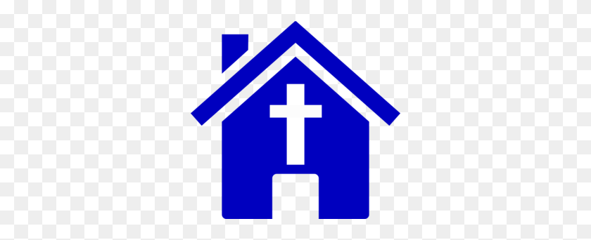 298x282 Blue Church House Clip Art - Church Building Clipart