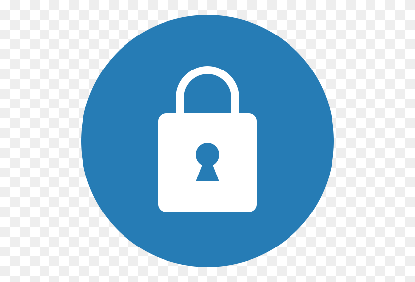 512x512 Синий, Круг, Замок, Конфиденциальность, Сейф, Безопасность, Значок Безопасности - Безопасный Png