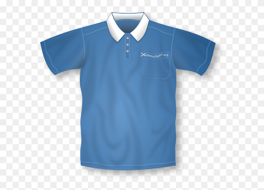 600x546 Blue Collared Short Sleeve Shirt Clip Art - Collared Shirt Clipart