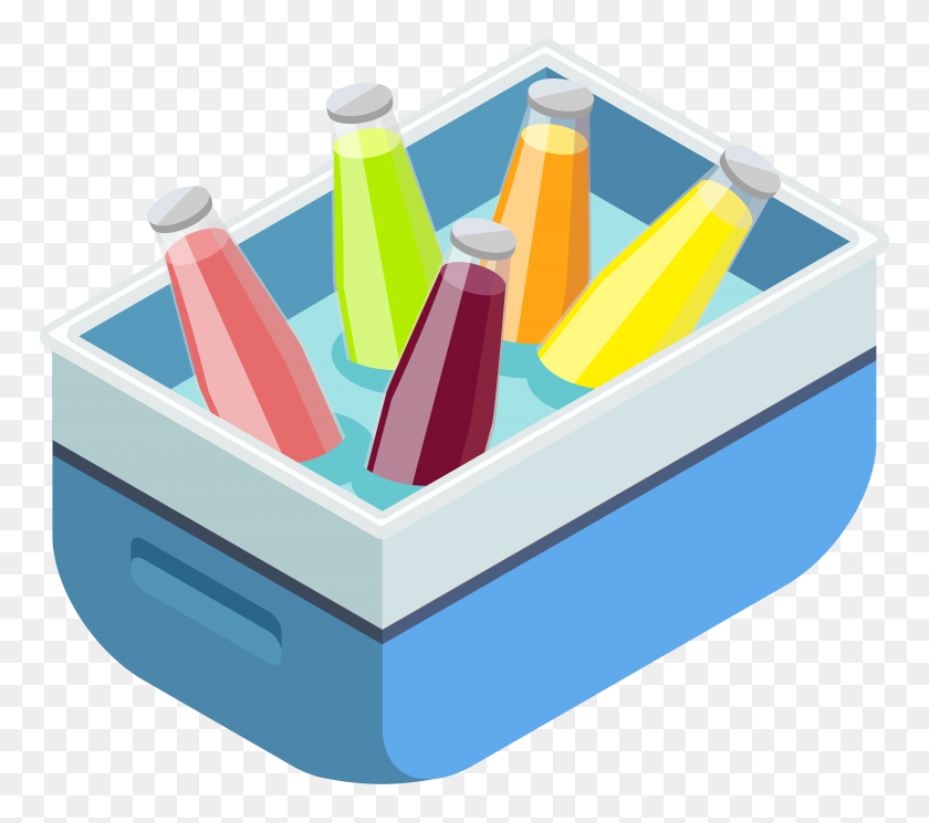 8000x7035 Blue Cooler With Drinks Png Clip Art - Cooler Clipart