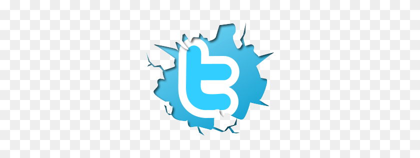 256x256 Blue, Cracked Twitter, Twitter Icon - Twitter PNG