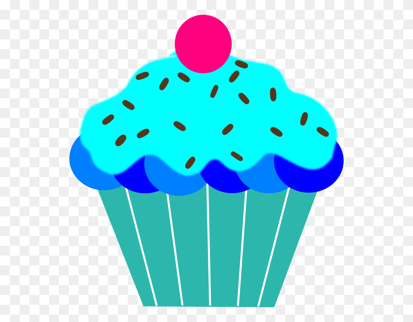 558x595 Blue Cupcake Png, Clip Art For Web - Cupcake With Candle Clipart