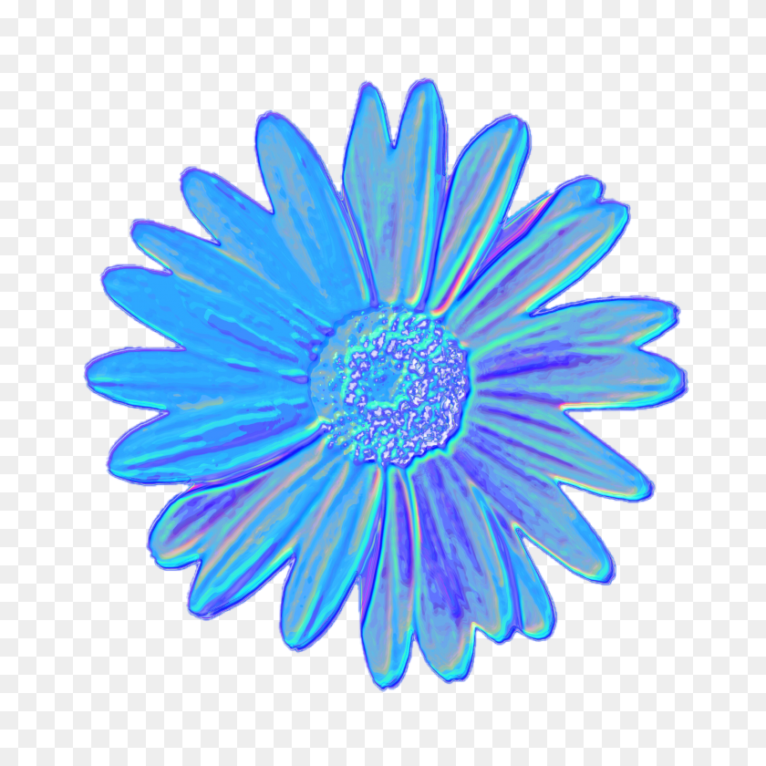 2896x2896 Синий Цветок Ромашки В Tumblr Эстетической Радужной Паровой Волны - Цветок В Tumblr Png
