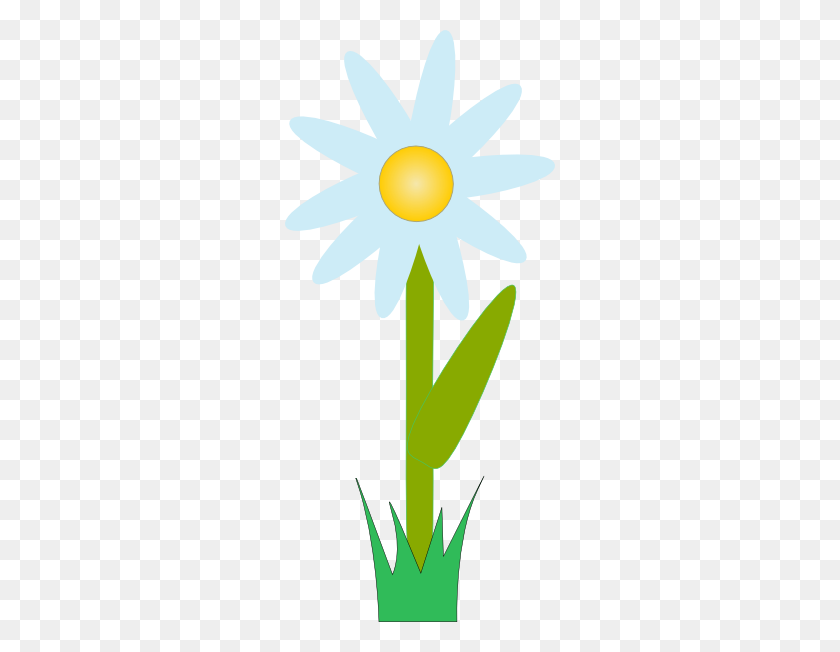270x592 Blue Daisy With Grass Png, Clip Art For Web - Grass Clipart