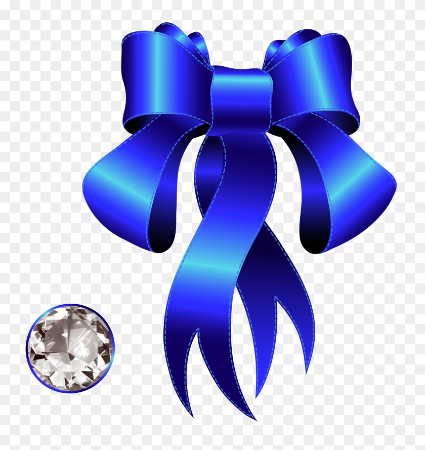 2878x3060 Blue Decorative Bow With Diamond Png Gallery - Blue Diamond PNG