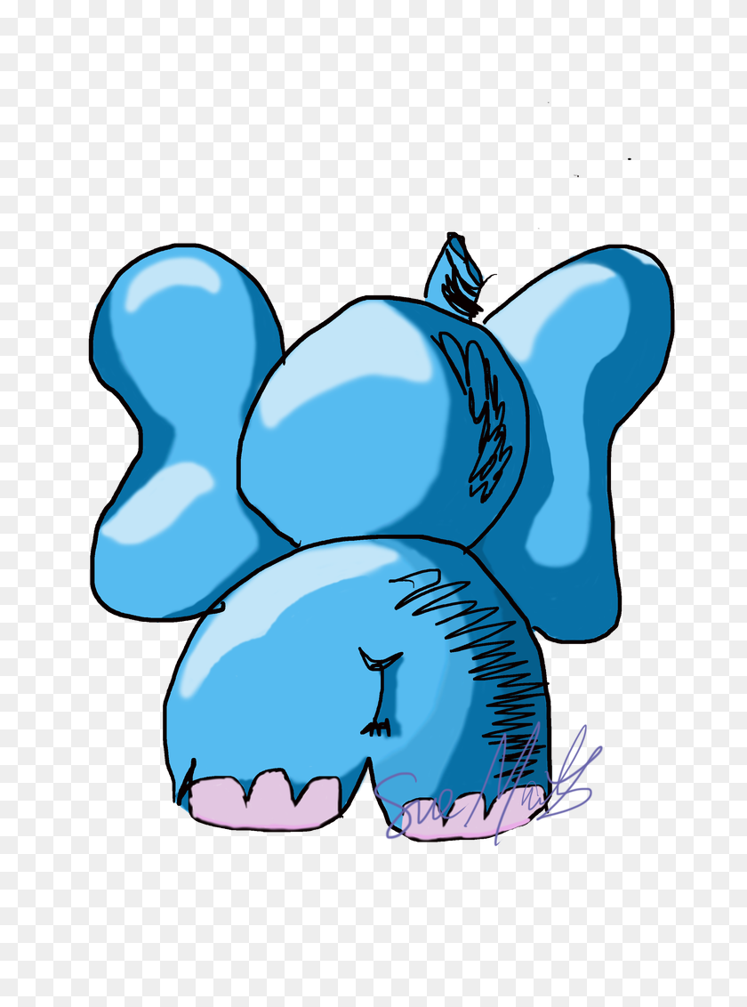 746x1072 Blue Elephant Butt - Cartoon Butt PNG