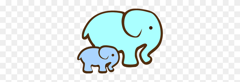 300x227 Blue Elephant Mom Baby Png, Clip Art For Web - Elephant Baby Clipart