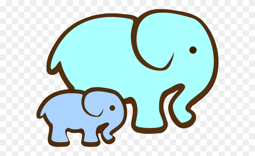 600x455 Blue Elephant Mom Baby Png, Clip Art For Web - Elephant Head Clipart