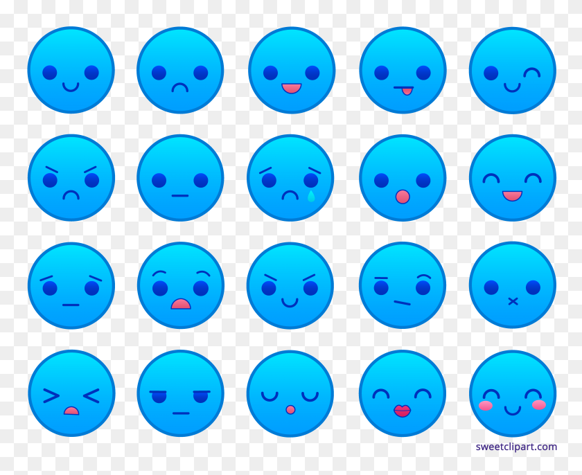 6907x5550 Clipart De Emoticonos Azules - Clipart De Círculo Azul