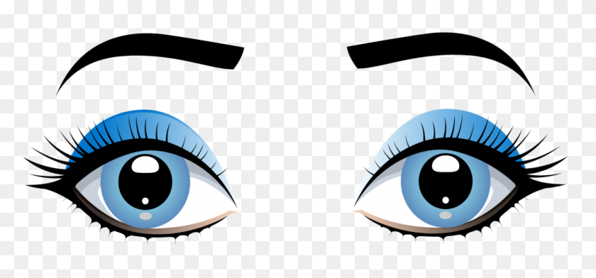 1024x436 Blue Female Eyes With Eyebrows Png Clip Art Clipart - Looking Eyes Clipart