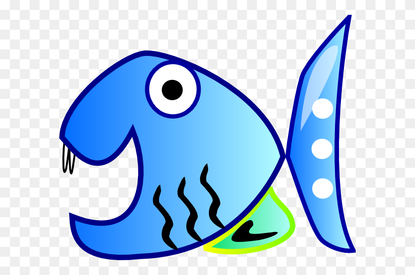 600x497 Blue Fish Clip Art - Mouth Open Clipart
