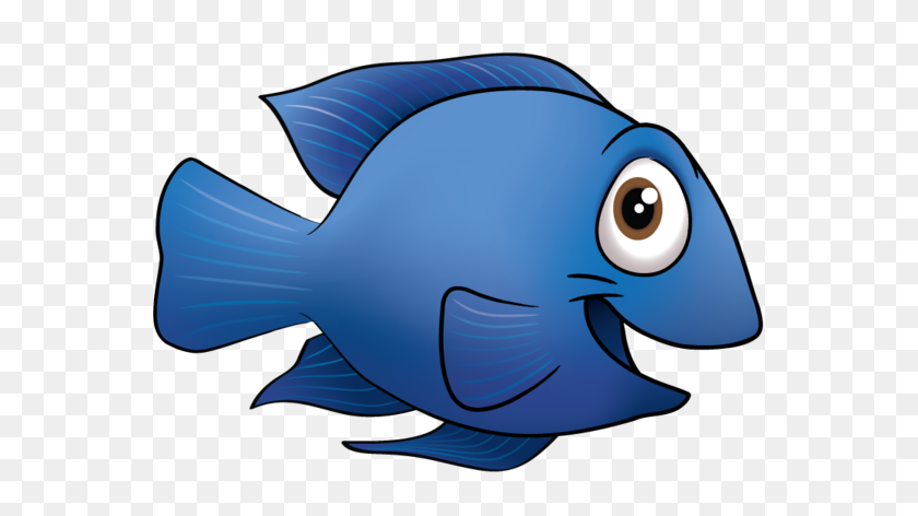 600x412 Клипарт Синяя Рыбка - Рыболовный Клипарт