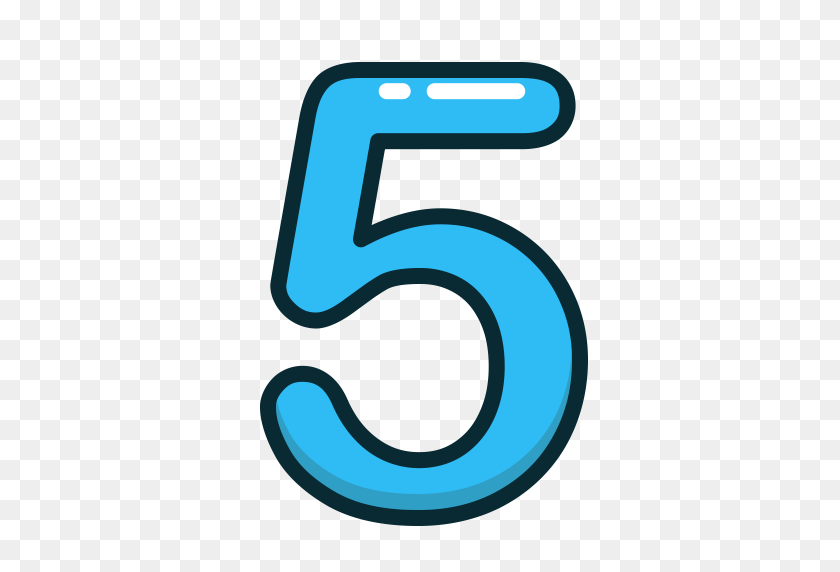 512x512 Azul, Cinco, Número, Números, Icono De Estudio - Imágenes Prediseñadas Número 5