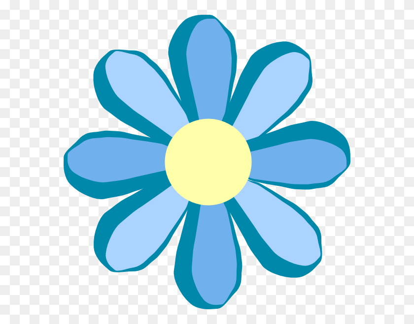 582x599 Blue Flower Clip Art - Flower Basket Clipart