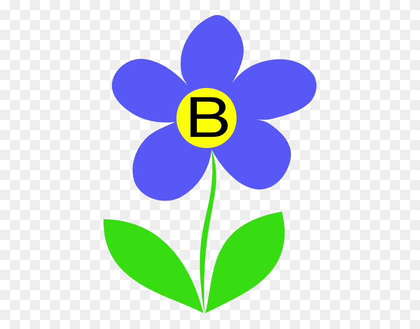 426x598 Blue Flower Letter B Clip Art - Letter B Clipart