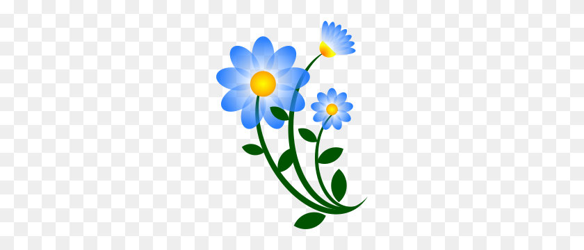 218x300 Motivo De Flor Azul - Clipart De Flores Vintage