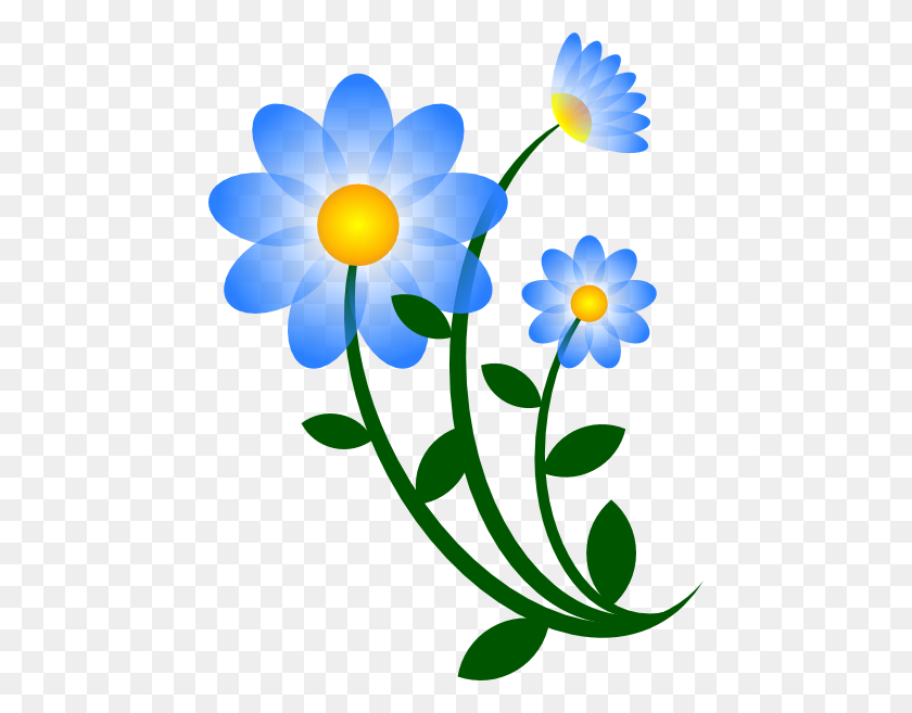 456x597 Blue Flowers Png, Clip Art For Web - Green Flowers PNG