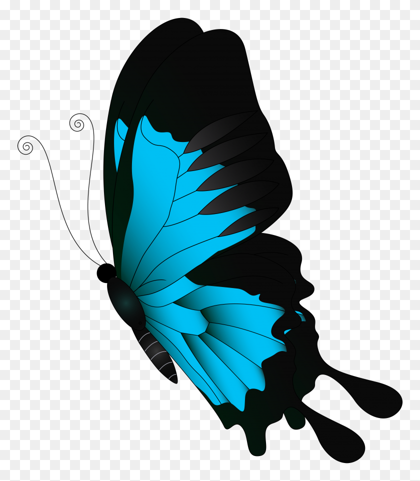 4323x5000 Blue Flying Butterfly Png Clip - Butterfly Clipart PNG