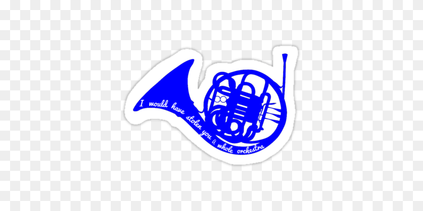 375x360 Blue French Horn - French Horn Clipart