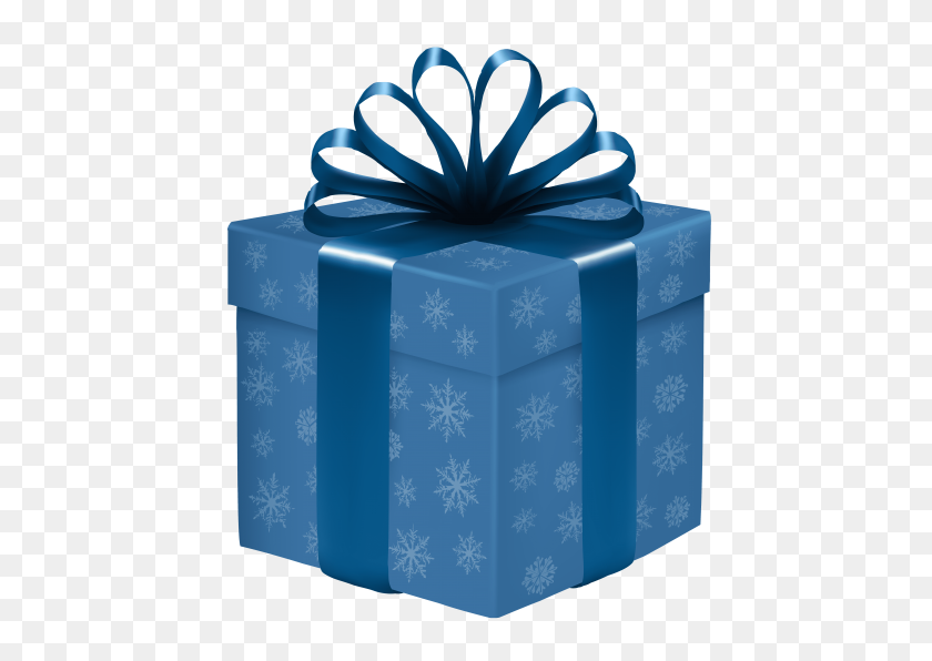 480x536 Синяя Подарочная Коробка Со Снежинками Png - Снежинка Png Прозрачная