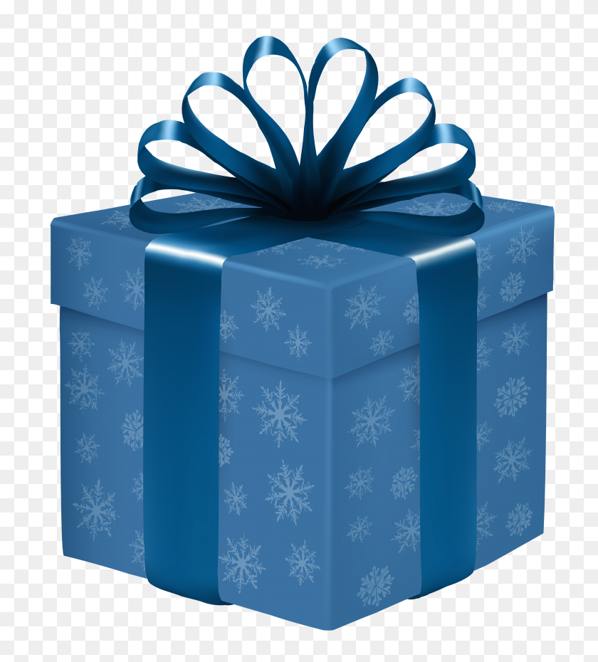 3583x4000 Blue Gift Box With Snowflakes Png Clipart - Present PNG