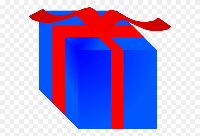 600x512 Blue Gift Box Wrapped With Red Ribbon Clip Art Free Vector - Red Ribbon Week Clipart