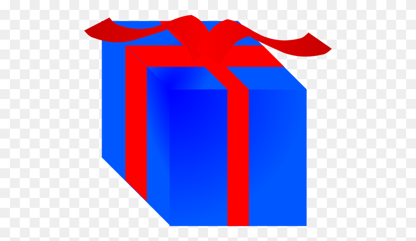 500x427 Синяя Подарочная Коробка, Обернутая Красной Лентой, Векторный Клип-Арт Для Публики - Синий Бант Клипарт