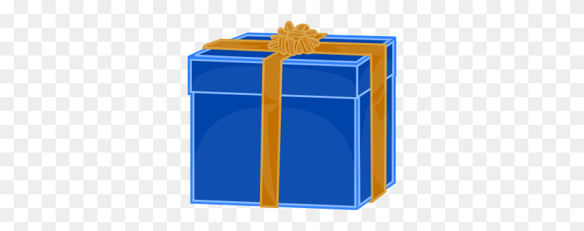 300x273 Синий Подарок С Золотой Лентой Png Клипарт Для Интернета - Подарочные Клипарт