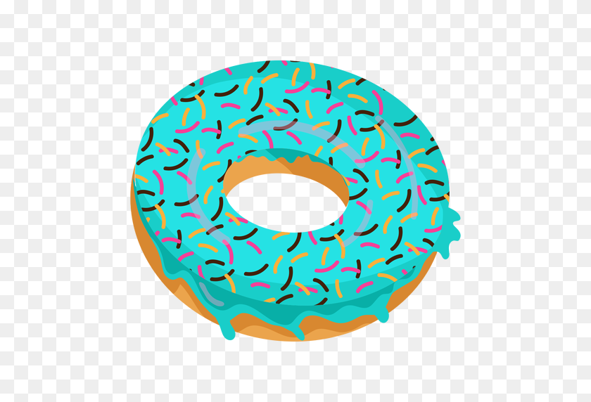 512x512 Blue Glaze Doughnut Illustration - Glazed Donut Clipart