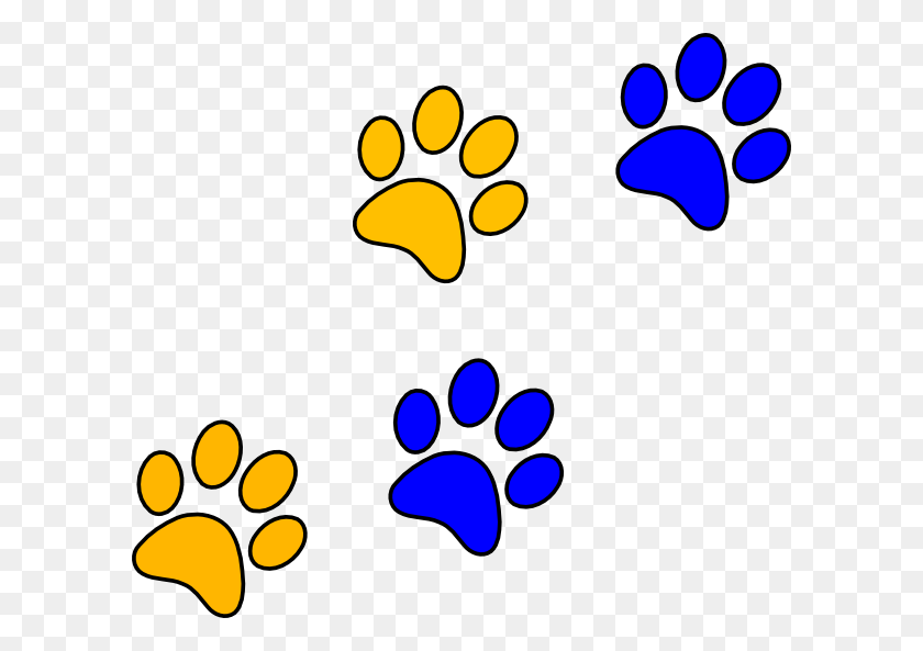 600x533 Blue Gold Paw Print Clipart At Vector Online Paw - Paw Print Clip Art Free
