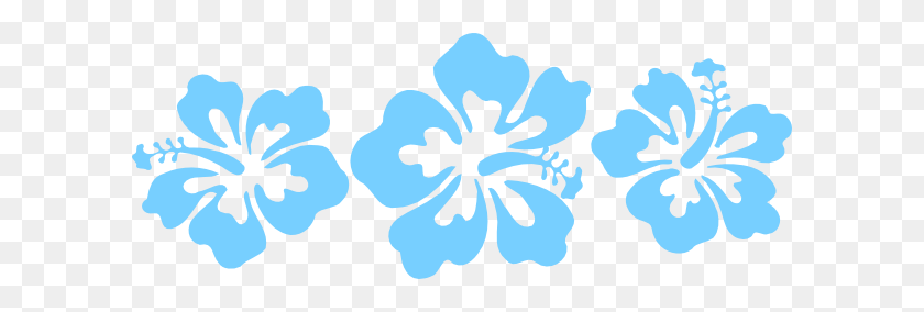 600x224 Blue Green Tropical Flowers Clip Art - Tropical Border PNG