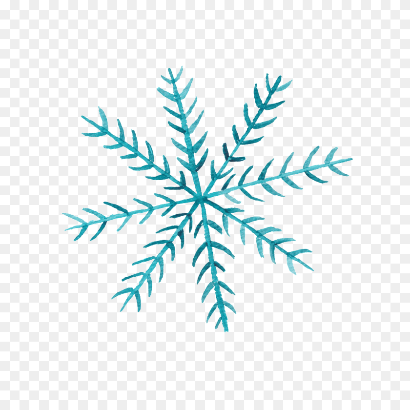 1024x1024 Azul Pintado A Mano De Los Copos De Nieve De Navidad Transparente Decorativo - Copos De Nieve De Oro Png