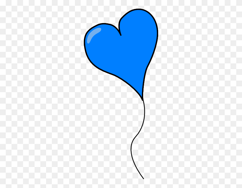258x593 Blue Heart Balloon Clip Art - Ribbon Border Clipart